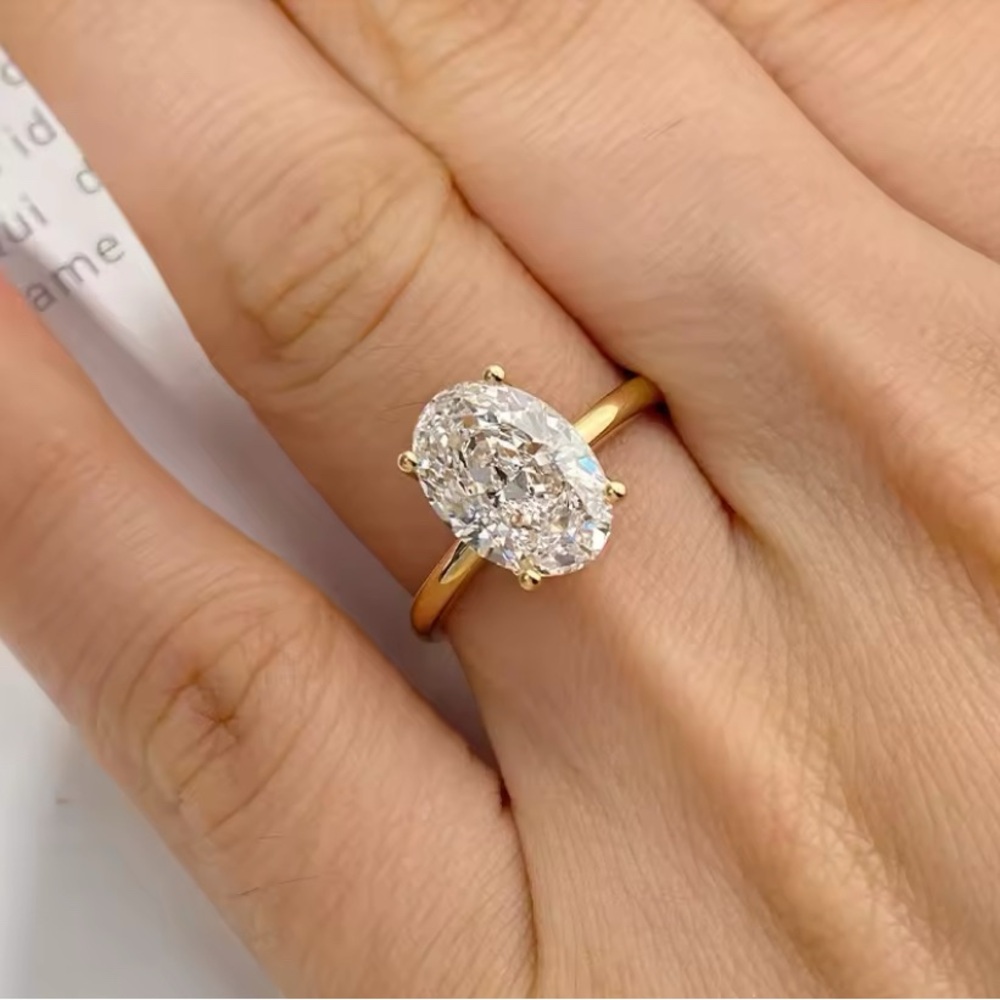 1,5CT Moissanite Certified 14K Gold Plated Sterling Silver Ring